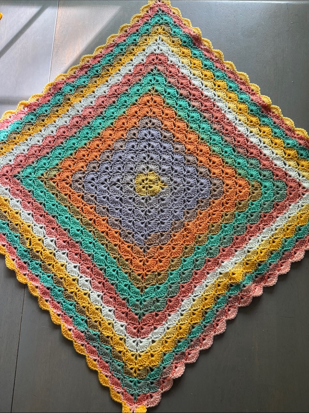 Hand Crocheted Blanket - Crochet Baby Blanket Multicolor Crocheted Lap Blanket